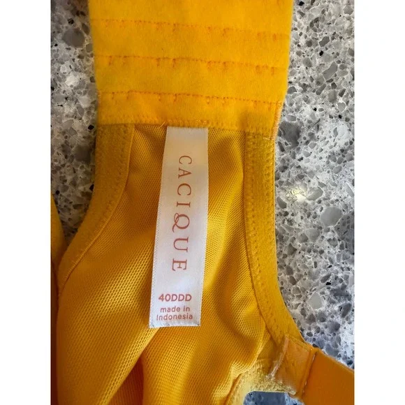 Cacique Flirty Yellow with White Polka Dots Lightly Lined T-Shirt Bra Size 40DDD - Picture 4 of 10